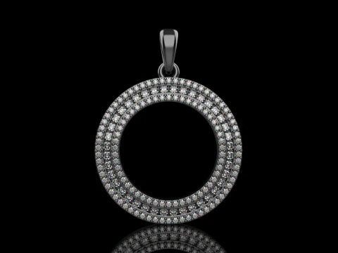 Round pendant with gems model 677 3D Print Model