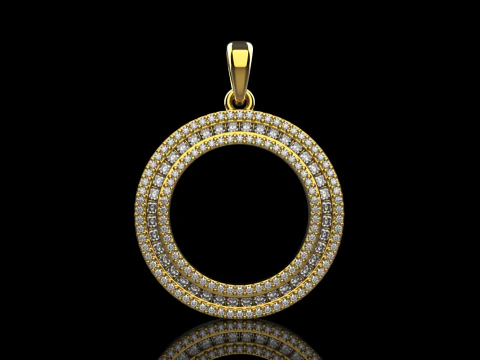 Round pendant with gems model 677 3D Print Model