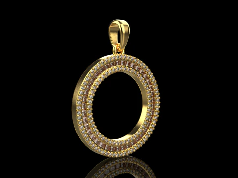 Round pendant with gems model 677 3D Print Model