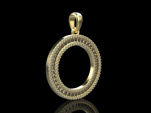 Round pendant with gems model 677 3D Print Model