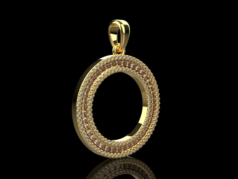 Pendentif rond avec pierres pr&eacute;cieuses mod&egrave;le 677 Modèles 3D en vedette