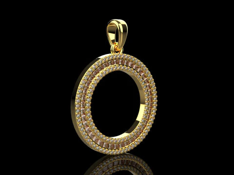 Round pendant with gems model 677 3D Print Model