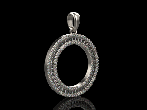 Pendentif rond avec pierres pr&eacute;cieuses mod&egrave;le 677 Modèles 3D en vedette