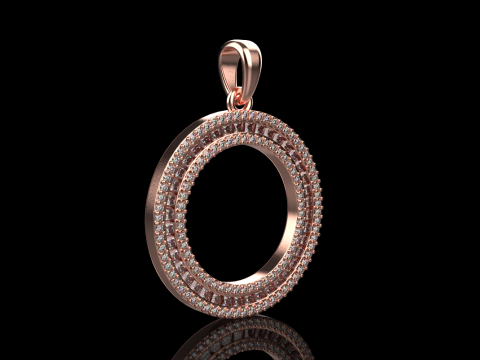 Pendentif rond avec pierres pr&eacute;cieuses mod&egrave;le 677 Modèles 3D en vedette