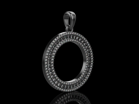 Pendentif rond avec pierres pr&eacute;cieuses mod&egrave;le 677 Modèles 3D en vedette