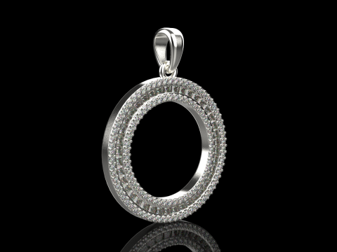 Pendentif rond avec pierres pr&eacute;cieuses mod&egrave;le 677 Modèles 3D en vedette