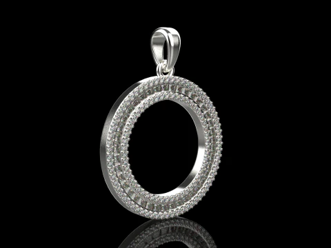 Round pendant with gems model 677 3D Print Model