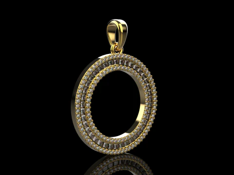 Round pendant with gems model 677 3D Print Model
