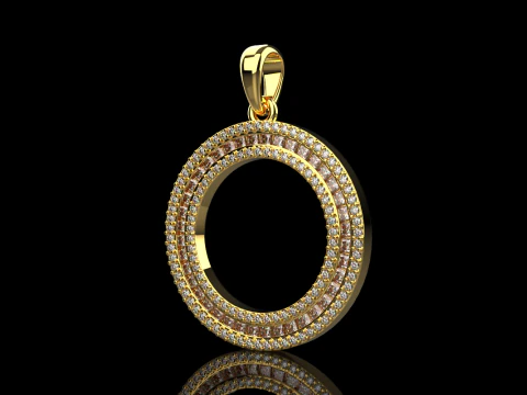 Round pendant with gems model 677 3D Print Model