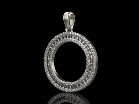 Pendentif rond avec pierres pr&eacute;cieuses mod&egrave;le 677 Modèles 3D en vedette