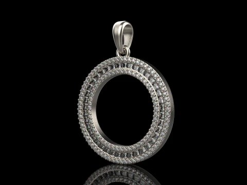 Round pendant with gems model 677 3D Print Model