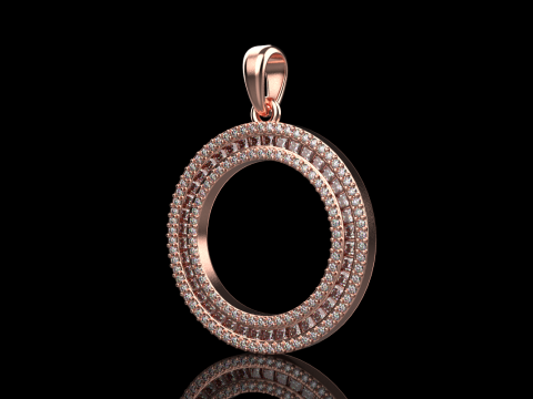 Pendentif rond avec pierres pr&eacute;cieuses mod&egrave;le 677 Modèles 3D en vedette