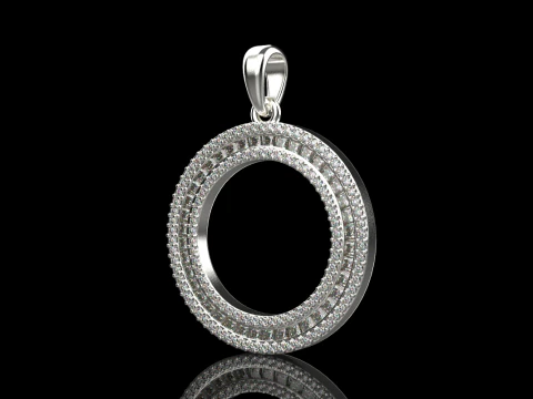 Round pendant with gems model 677 3D Print Model