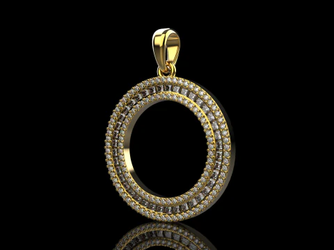 Round pendant with gems model 677 3D Print Model