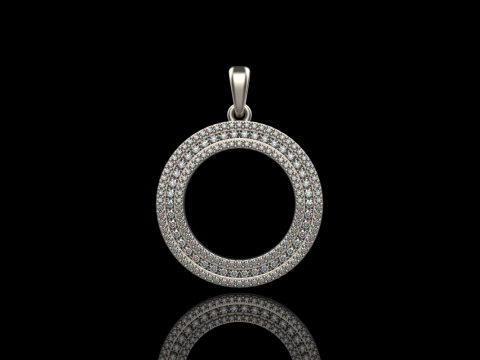 Round pendant with gems model 676 3D Print Model