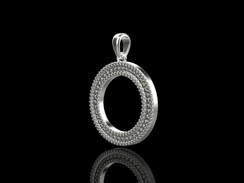 Pendentif rond avec pierres pr&eacute;cieuses mod&egrave;le 676 Modèles 3D en vedette