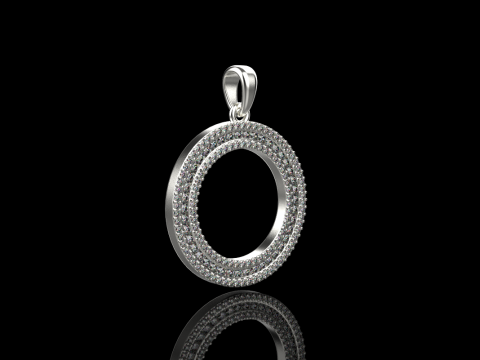 Pendentif rond avec pierres pr&eacute;cieuses mod&egrave;le 676 Modèles 3D en vedette