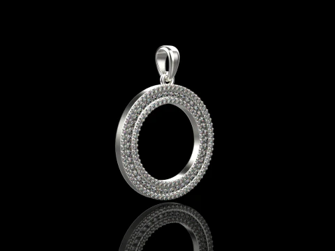 Round pendant with gems model 676 3D Print Model