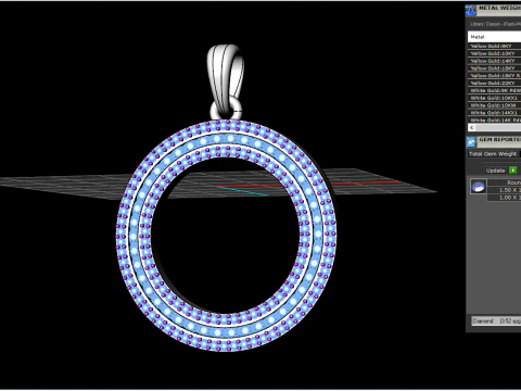Round pendant with gems model 676 3D Print Model