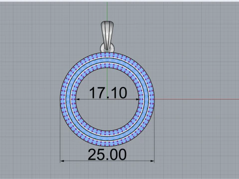 Round pendant with gems model 676 3D Print Model