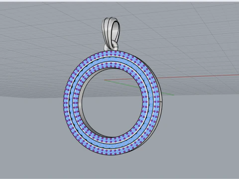 Round pendant with gems model 676 3D Print Model