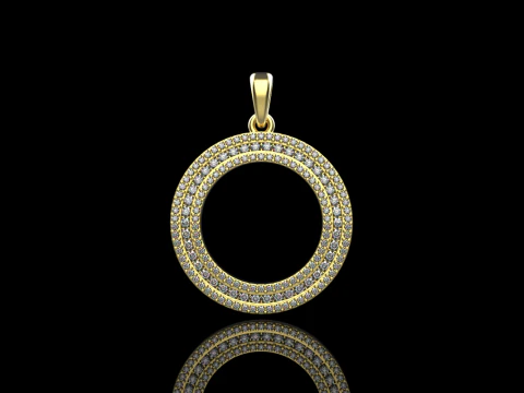 Round pendant with gems model 676 3D Print Model
