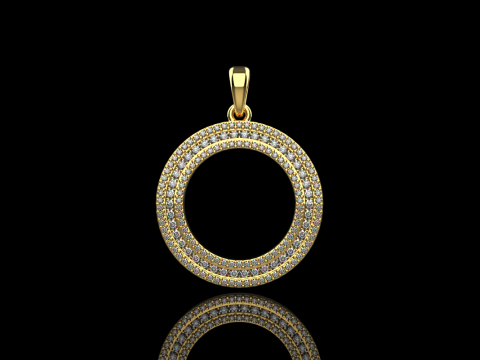 Pendentif rond avec pierres pr&eacute;cieuses mod&egrave;le 676 Modèles 3D en vedette