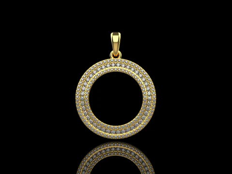 Round pendant with gems model 676 3D Print Model