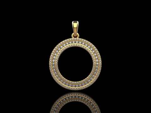 Round pendant with gems model 676 3D Print Model