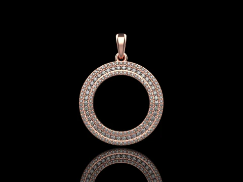 Round pendant with gems model 676 3D Print Model