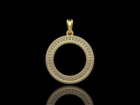 Pendentif rond avec pierres pr&eacute;cieuses mod&egrave;le 676 Modèles 3D en vedette