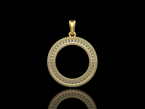 Round pendant with gems model 676 3D Print Model