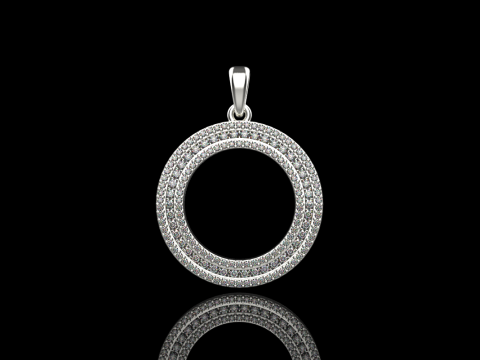 Pendentif rond avec pierres pr&eacute;cieuses mod&egrave;le 676 Modèles 3D en vedette