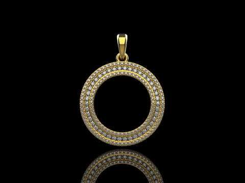 Pendentif rond avec pierres pr&eacute;cieuses mod&egrave;le 676 Modèles 3D en vedette