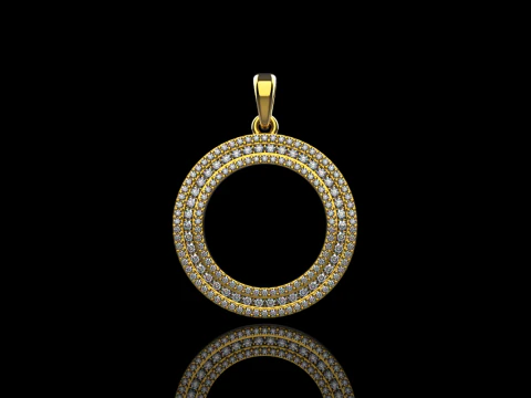 Round pendant with gems model 676 3D Print Model