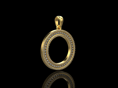 Pendentif rond avec pierres pr&eacute;cieuses mod&egrave;le 676 Modèles 3D en vedette