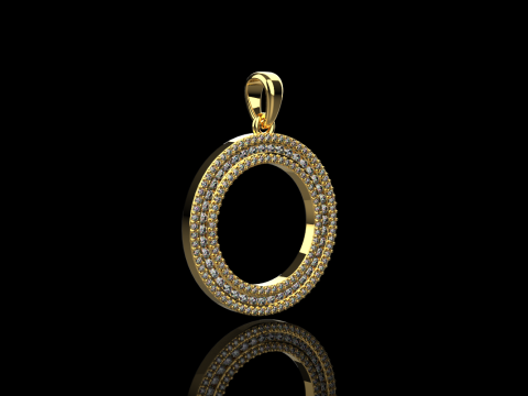 Pendentif rond avec pierres pr&eacute;cieuses mod&egrave;le 676 Modèles 3D en vedette