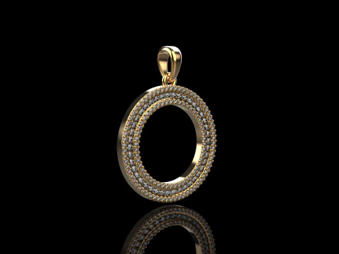 Round pendant with gems model 676 3D Print Model