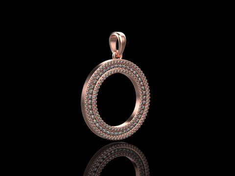 Pendentif rond avec pierres pr&eacute;cieuses mod&egrave;le 676 Modèles 3D en vedette