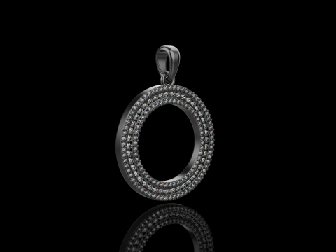Pendentif rond avec pierres pr&eacute;cieuses mod&egrave;le 676 Modèles 3D en vedette