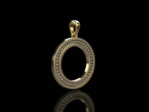 Round pendant with gems model 676 3D Print Model