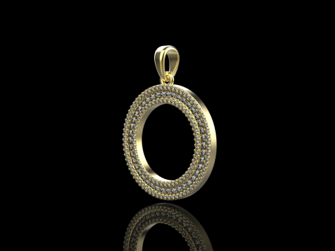 Pendentif rond avec pierres pr&eacute;cieuses mod&egrave;le 676 Modèles 3D en vedette