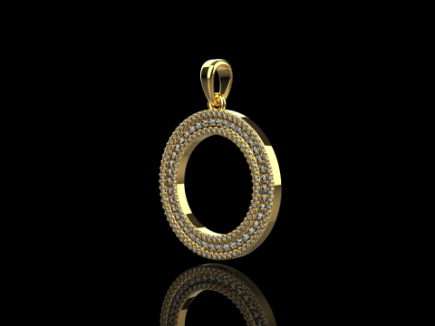 Pendentif rond avec pierres pr&eacute;cieuses mod&egrave;le 676 Modèles 3D en vedette