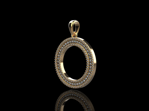 Pendentif rond avec pierres pr&eacute;cieuses mod&egrave;le 676 Modèles 3D en vedette