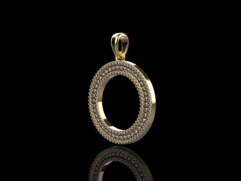 Round pendant with gems model 676 3D Print Model