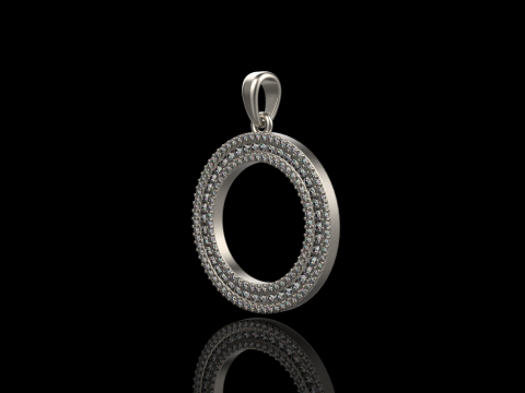 Pendentif rond avec pierres pr&eacute;cieuses mod&egrave;le 676 Modèles 3D en vedette