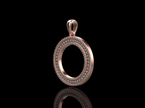 Pendentif rond avec pierres pr&eacute;cieuses mod&egrave;le 676 Modèles 3D en vedette
