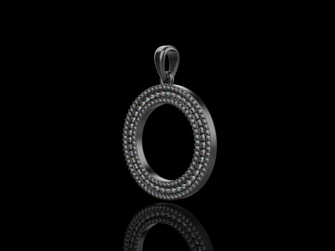 Round pendant with gems model 676 3D Print Model