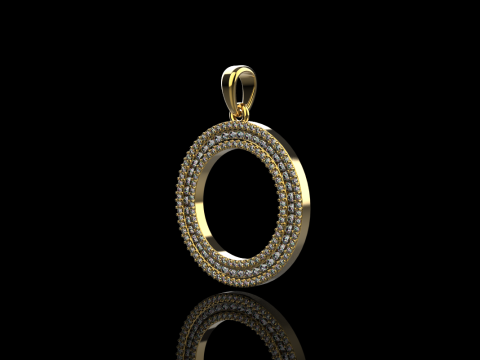 Pendentif rond avec pierres pr&eacute;cieuses mod&egrave;le 676 Modèles 3D en vedette