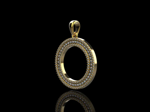 Round pendant with gems model 676 3D Print Model
